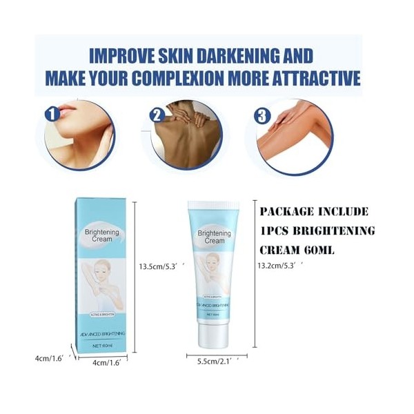 Mikabila 60ml Armpit Whitening Cream,Crème Blanchissante Les Bras,Crème Eclaircissante, Crème Blanchissante Pour Les Aisselle