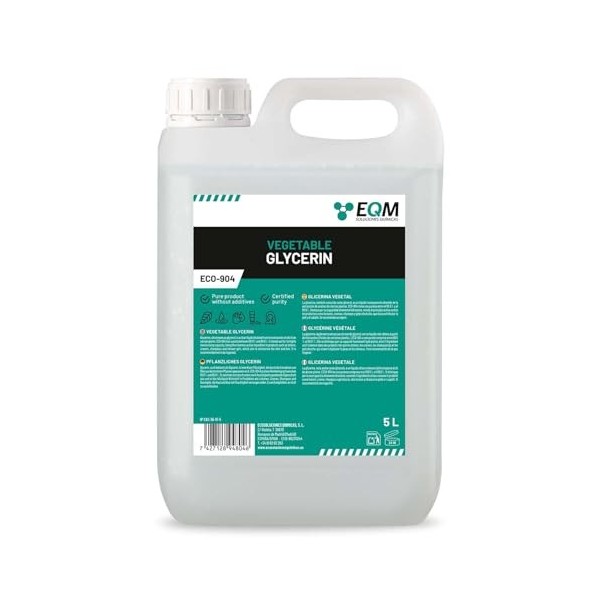 EQM - ECO-904 - Glycérine Végétale - 500 ML - Pureté 99,5% Glycérol 100% Naturelle - Hydratant naturel pour les cheveux et la