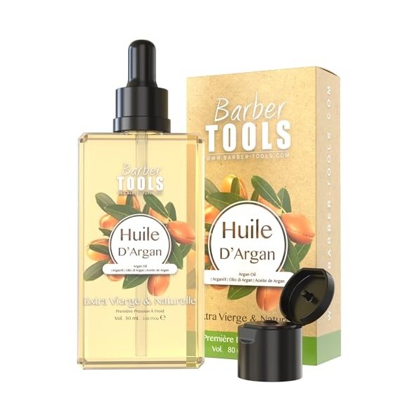 HUILE DARGAN | 100% Pure, Naturelle & Pressée à Froid | Visage, Corps, Cheveux, Barbe, Ongles | Argan Oil | 80 ml 