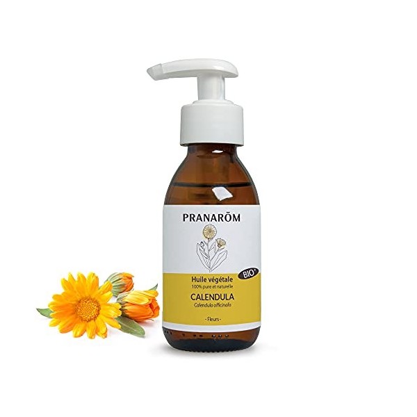 Pranarôm Calendula Huile Végétale, Calendula officinalis, Extrait lipidique titré de fleurs de Calendula, 100 ml