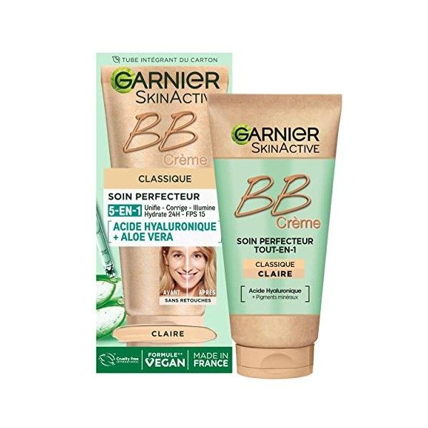 Garnier - BB Crème Classique - Soin Perfecteur Tout-en-1 Anti-Imperfections - FPS 15 - Enrichi en Acide Hyaluronique et Aloe ...