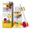 Huile de Rose et de Vitamine E pour les Visage et le Corps, 100% Naturelle Huile de Rose, Hydratant, Anti-rides, Réduit les R