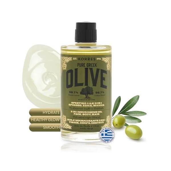 Korres Huile Nourrissante 3 en 1, Olive, 100 ml