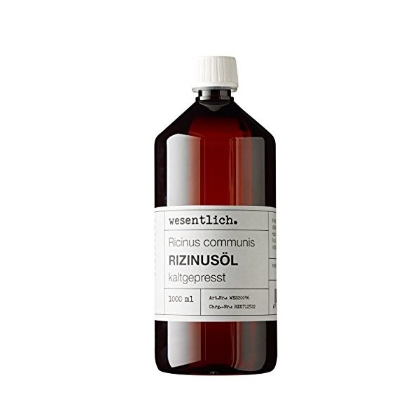 wesentlich. Huile de ricin pressée à froid - 1000 ml - Huile de ricin 100% pure - Pour la peau et les cheveux, les cils et le