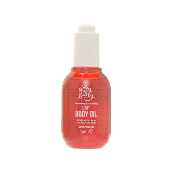 Sol Beauty Huile Corps Séchante Parfum Pastèque, Aide à Hydrater et Adoucir la Peau, Hydratant Léger Vegan Amical 45ml