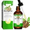 Huile de Moringa 60ml, Moringa Oil pour Cheveux, Visage, Peau et Massage, Naturelle Pressée à Froid Hydratation et Éclat, Ant