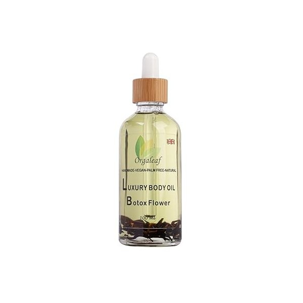 Huile corporelle de luxe Orgaleaf, fleur de Botox, artisanale, naturelle, végétalienne, 100 ml