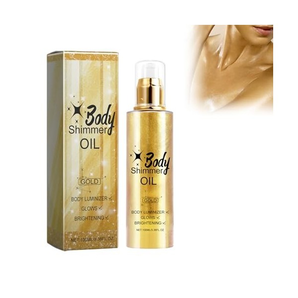 Body Oil Shimmer, Shimmer Lotion Pour Le Corps, Illuminateur Pour Le Corps, Liquide À Paillettes, Diamant Brillant Liquide, C