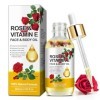 Huile visage et corps à la vitamine E de rose - 100% naturelle Hydratation Réduire les rides Atténuer les cicatrices et les v