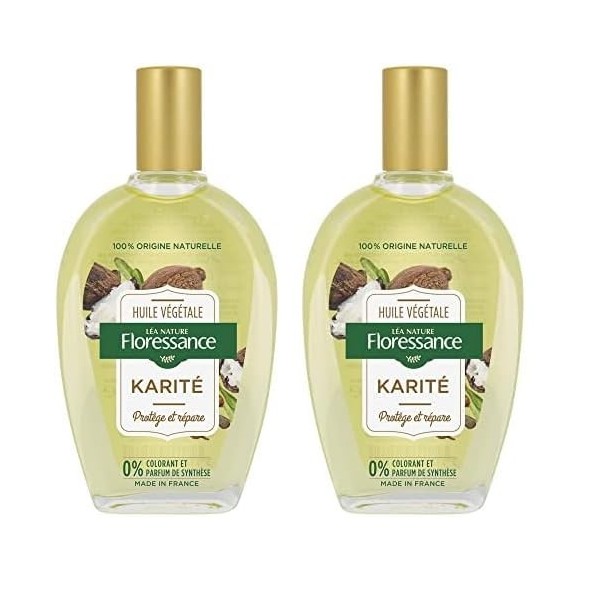 Floressance - Huile Végétale Karité - Protège et Répare - Flacon de 50 ml Lot de 2 