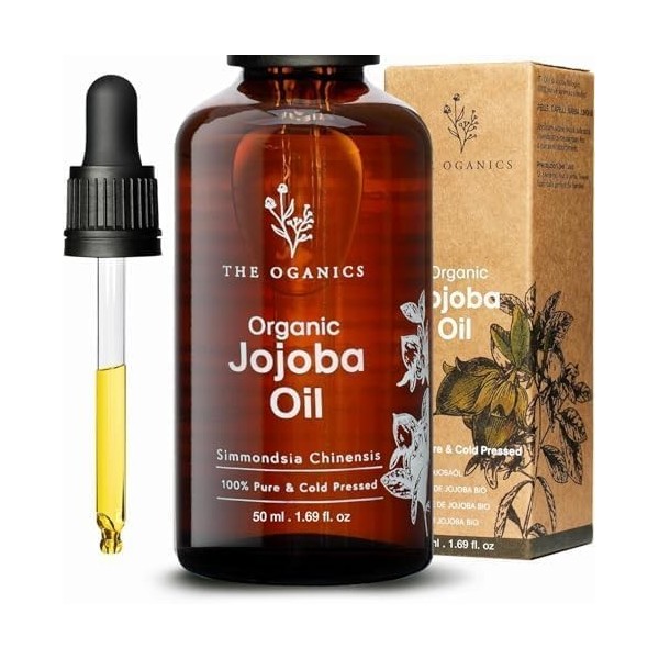 The Oganics Olio di Jojoba, 100% Puro Naturale e Spremuto a Freddo, Nutre e Protegge Pelle 50 ml 