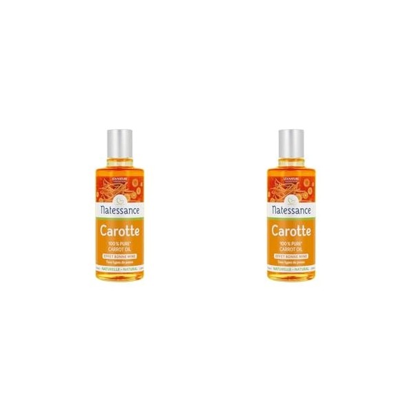 Natessance - Huile De Carotte - Effet Bonne Mine - Flacon de 100 ml Lot de 2 