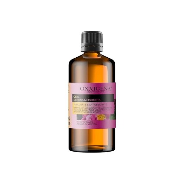 Oxxigena - Huile de Rose Musquée Bio Pure à 100%, Flacon de 500 ml, Hydratante Polyvalente pour Peau Sèche et Gercée, Idéale 