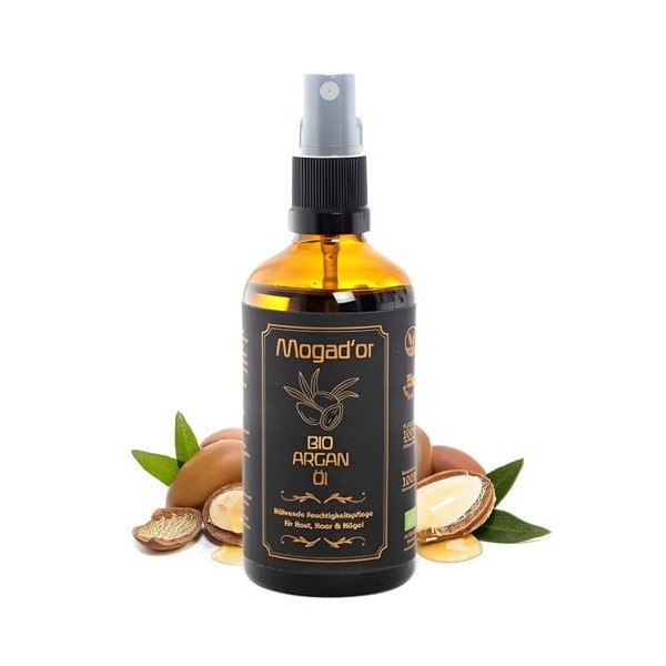 Huile dargan bio pressée à froid | 100 % pure | Pour cheveux, peau et ongles | Produit dorigine du Maroc | 100 ml dans un v