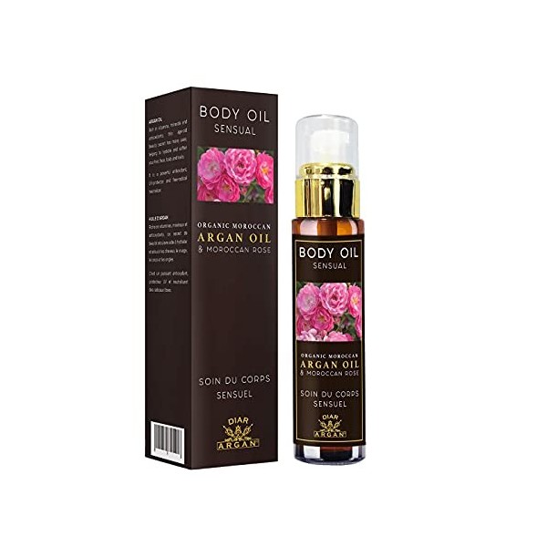 Soin pour le corps, Huile a base dhuile dArgan 100% naturelle Bio, et extrait de rose, Origine Maroc, 50 ml.