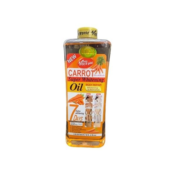 VeetGold Carotte Huile Réparatrice, Unifiante, Éclaircissante, 1 Litre