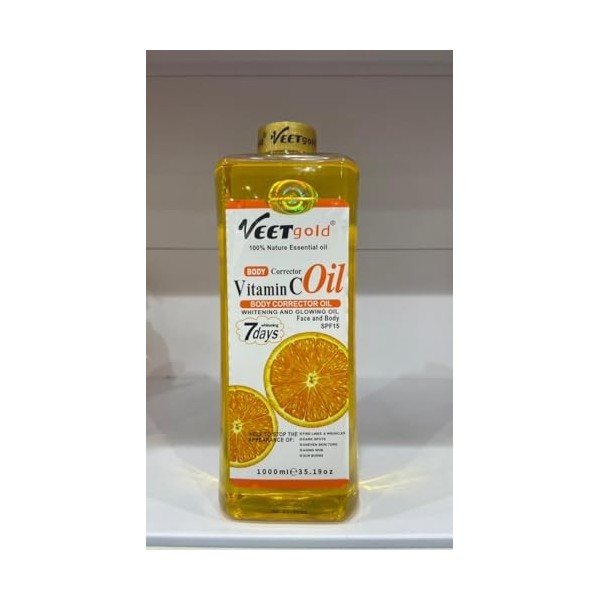 Veetgold Huile Vitamine C pour Corps et Visage, Correcteur SPF 15