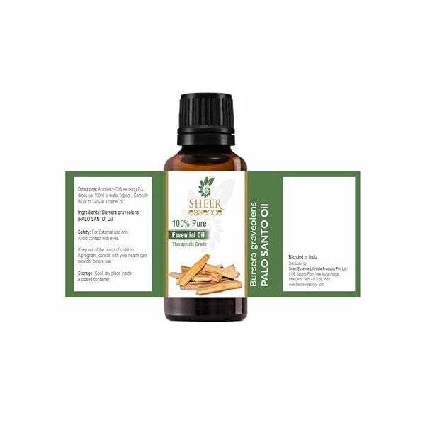 Palo Santo Oil Bursera Graveolens Essential Oil 100% Pure Natural Undiluted Uncut Therapeutic Grade Oil 33.81 Fl.OZ