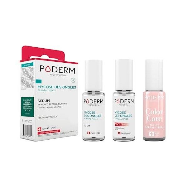 PODERM - LOT 3 PRODUITS | MYCOSE ONGLE TRAITEMENT PURIFIANT + BOOSTER - 2 Best Sellers pour soigner les ongles jaunes et abim