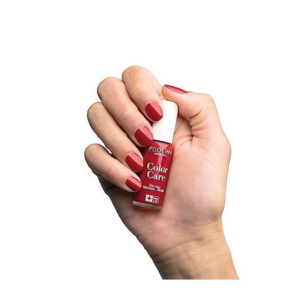 PODERM - LOT 3 PRODUITS | SOIN VERNIS PROFESSIONNEL COMPLET | Base Coat + Top Coat + Vernis Rouge Allure TEA TREE | Préventio