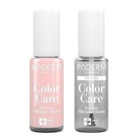PODERM - LOT 2 PRODUITS | SOIN VERNIS PROFESSIONNEL | Top Coat Brillant Longue Tenue + Vernis ROSE Tea Tree | Prévention & Tr