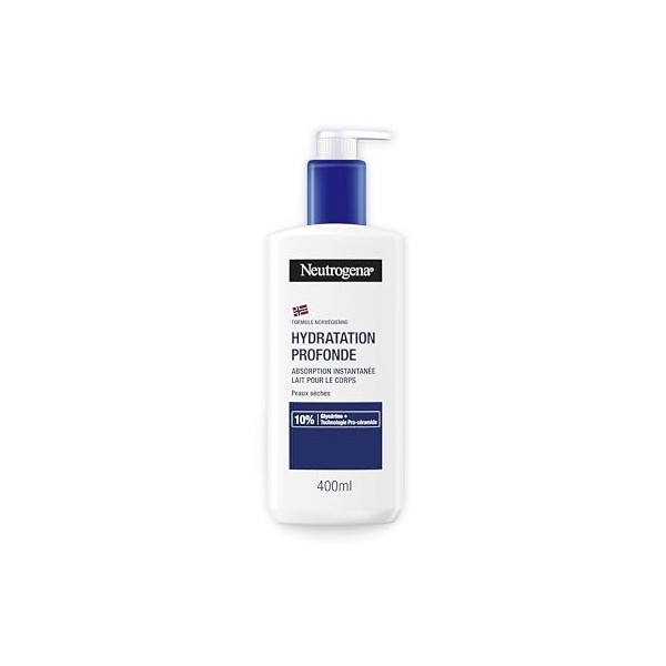 Neutrogena | Lait Corps Hydratation Profonde flacon-pompe de 400 ml – Lait pour le corps à absorption rapide pour peaux sèc