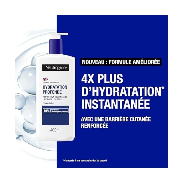 Neutrogena | Lait Corps Hydratation Profonde flacon-pompe de 400 ml – Lait pour le corps à absorption rapide pour peaux sèc