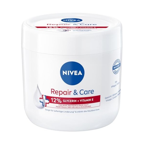 NIVEA Repair & Care Crème corporelle hydratante et non grasse Lotion à absorption rapide à la vitamine E et à la glycérine po