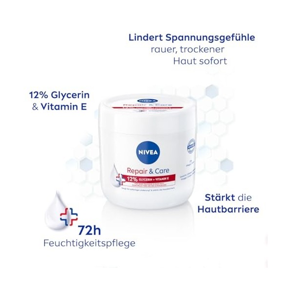 NIVEA Repair & Care Crème corporelle hydratante et non grasse Lotion à absorption rapide à la vitamine E et à la glycérine po