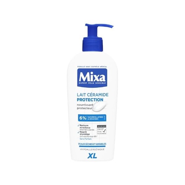 Mixa Expert Peau Sensible - Lait Panthénol Confort - Anti-Démangeaisons - Peaux Sèches et Réactives - Bébé, Enfant, Adulte Hy