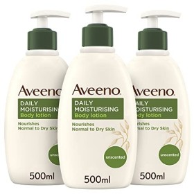 Aveeno Lot de 3 lotions hydratantes quotidiennes pour le corps 3 x 500 ml , lotion hydratante enrichie en flocons davoine c
