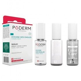 PODERM - LOT 3 PRODUITS | MYCOSE ONGLES TRAITEMENT PURIFIANT + Vernis BLANC Tea Tree + Top Coat Brillant Longue Tenue | Soign