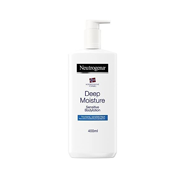 Neutrogena Deep Moisture Lot de 3 lotions corporelles Sensitive, Norwegische Formel, Körpercreme parfümrei, Trockene und Sens