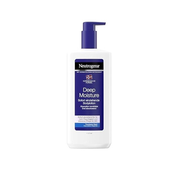 Neutrogena Deep Moisture - Lotion corporelle absorbante instantanée - Formule norvégienne - Crème pour le corps - Peau sèche 