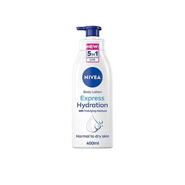 NIVEA Lotion corporelle Express Hydration 400 ml , absorption rapide 72H Hydration NIVEA hydratante pour peaux sèches fabriq