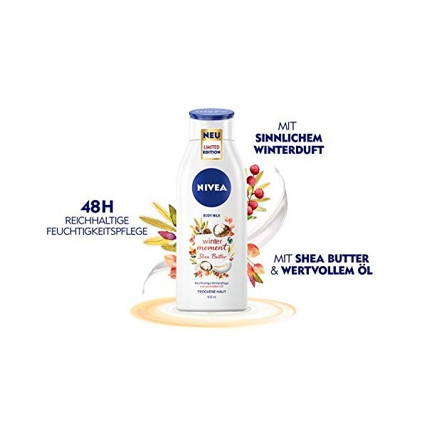 NIVEA Winter Moment Lait corporel 400 ml , lotion pour le corps riche pour peaux sèches, soin hivernal en profondeur, hydrat