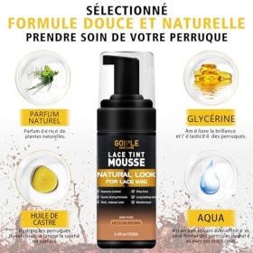 Mousse de cheveux teintée en dentelle, 3,4 fl oz Mousse teintée en dentelle pour perruques pour femmes brun moyen 