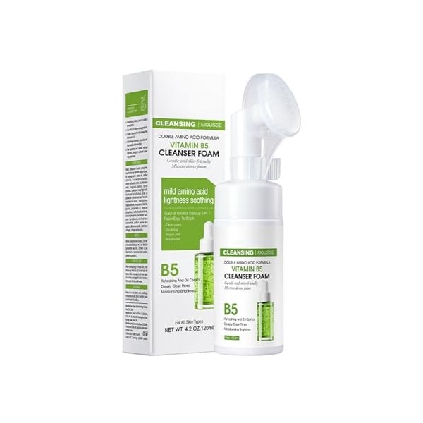 Nettoyant pour le Visage, Nettoyant Moussant Visage Avec de la Vitamine B5 et des Acides Aminés, Nettoyant Facial Hydratant, 