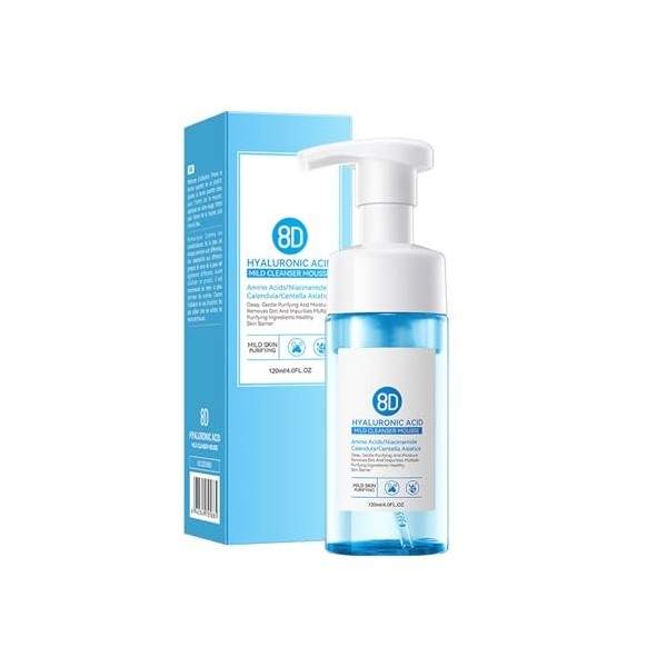 Nettoyant pour le Visage, Nettoyant Moussant Visage Avec Acide Hyaluronique, Nettoyant Facial Hydratant, Pour un Nettoyage en