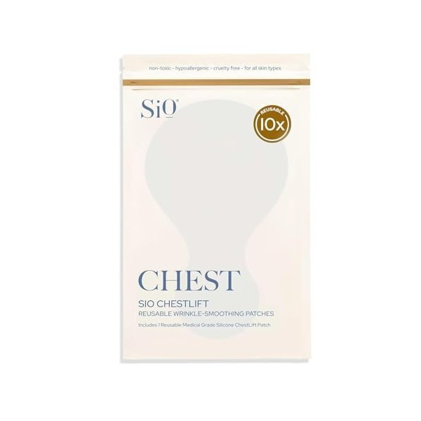 SiO Beauty Skinpad Silicone Chest Anti-Wrinkle Patches 2 Weeks Supply - Reusable Overnight Smoothing Decollette Pad - Anti-