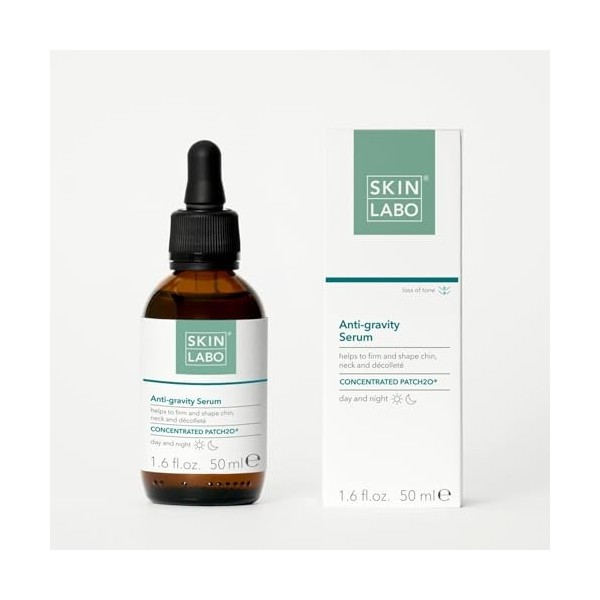 SkinLabo - Sérum anti-gravité aux actifs hydratants, raffermissant et modelant menton, cou et décolleté, effet tenseur, avec 