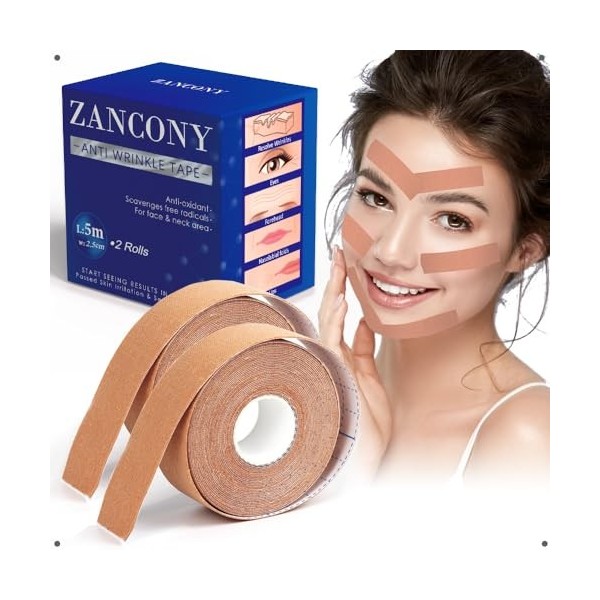 zancony Lot de 2 rouleaux de ruban anti-rides pour le visage et le cou - Lisse les rides - Convient pour toutes les parties d