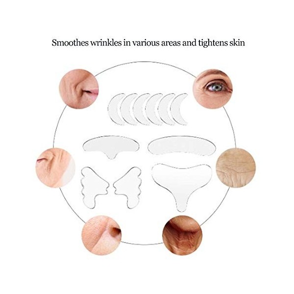 Sonew Coussinets anti-rides pour la poitrine, patchs anti-rides du visage Silicone réutilisable anti-rides pour les yeux, le 