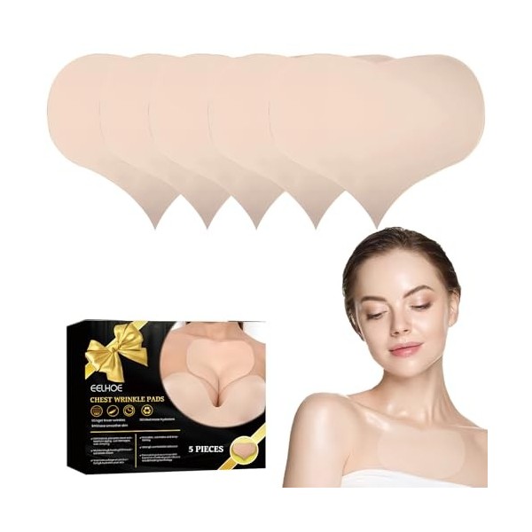 Dekoltee Lot de 5 coussinets anti-rides pour décolleté - Modèle amélioré - Coussinets anti-rides réutilisables en silicone co