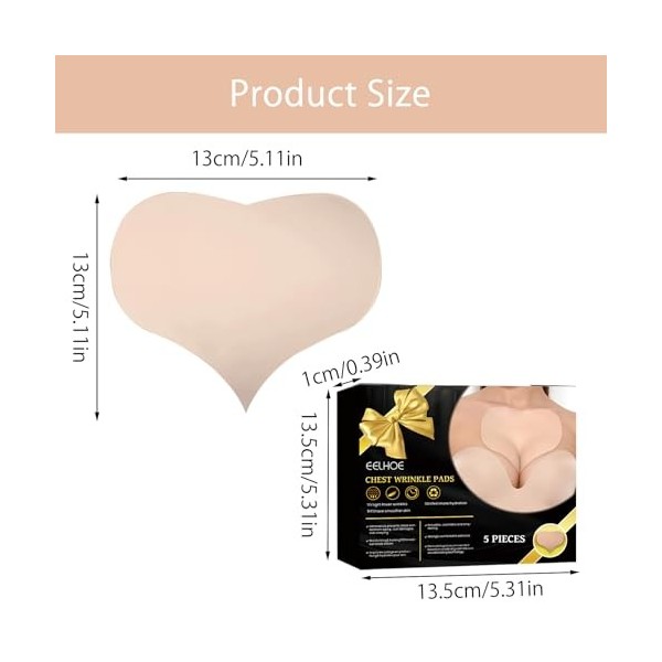 Dekoltee Lot de 5 coussinets anti-rides pour décolleté - Modèle amélioré - Coussinets anti-rides réutilisables en silicone co