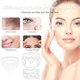 Lot de 18 patchs anti-rides réutilisables en silicone pour le cou lisse, le front, les yeux, la bouche pour femmes et filles