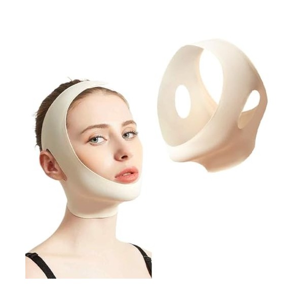 ZOPJUMA Sangle Amincissante Pour Le Visage,Réutilisable Masque Minceur En Forme De V,Pour Éliminer Le Double Menton,Pour Élim