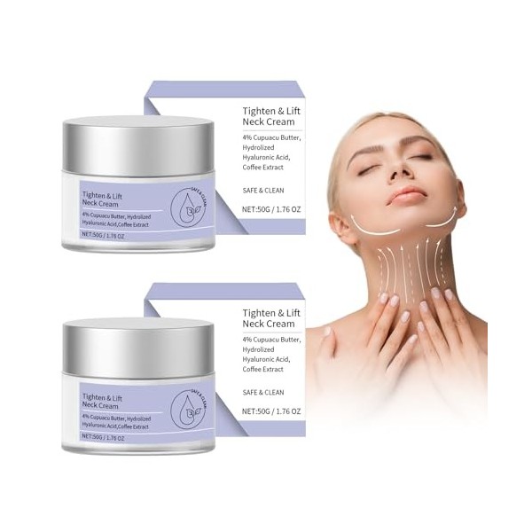 Neck Cream 2 pièces Crème Raffermissante et Liftante Pour le Cou, Crème Hydratante Pour Le Cou, Crème Anti-Rides et Liftante 