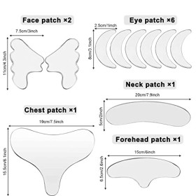 DERJDISF 11 PièCes Tampons Anti-Rides en Silicone RéUtilisables, Patchs Anti-Rides en Silicone pour Le Cou, Ensemble de Tampo