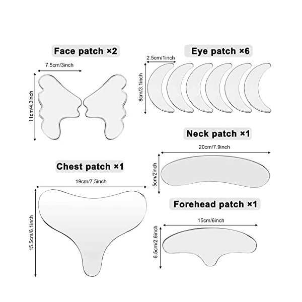 DERJDISF 11 PièCes Tampons Anti-Rides en Silicone RéUtilisables, Patchs Anti-Rides en Silicone pour Le Cou, Ensemble de Tampo